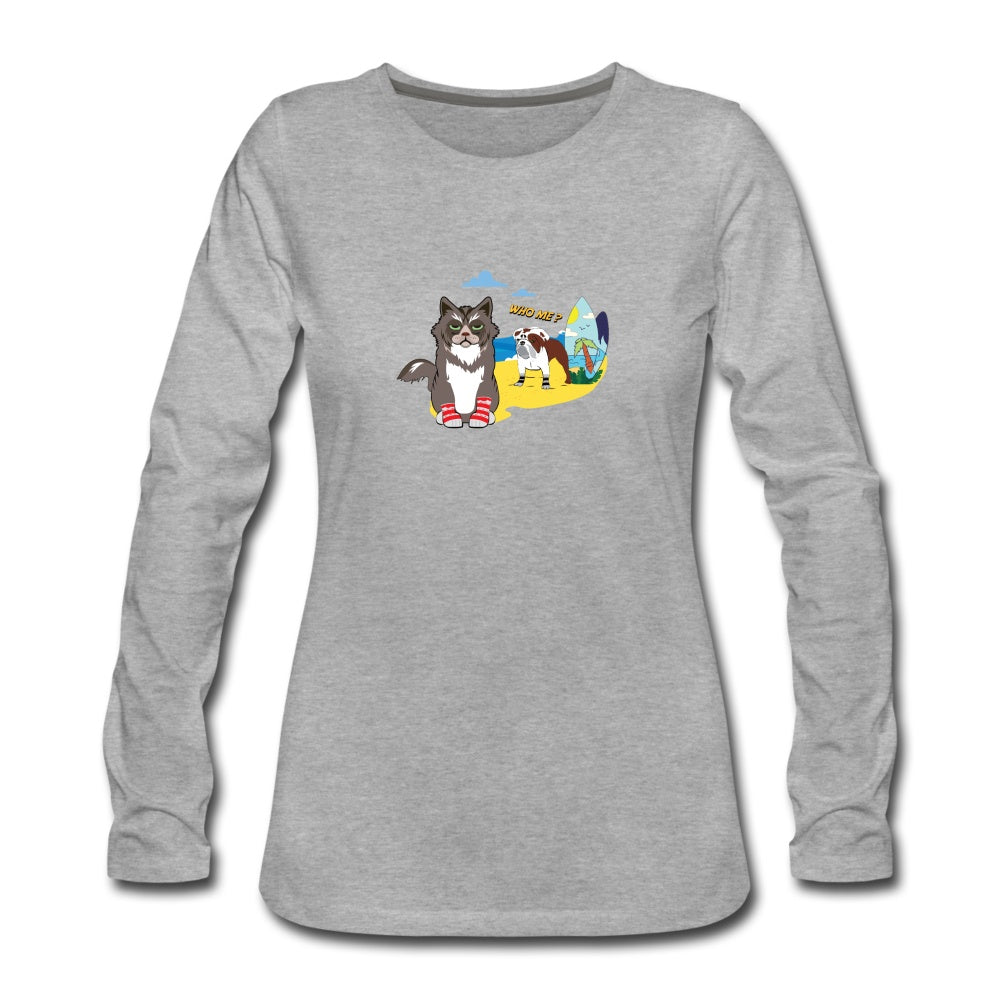 Women\'s Premium Long Dog Shop And - Cat Feeling T-Shirt - Beach Joyful Sleeve